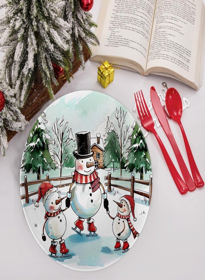 Viynran 10" Christmas Melamine Plate Set - Dishwasher-Safe, Festive Round Plates with Santa, Snowman, Reindeer & Squirrel Watercolor Designs - Holiday Dinnerware for Table Decor & Parties (Set of 4) - Image 5
